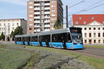 6N2 Wagen 603 als Linie 5 von Rostock-Mecklenburger Allee nach Rostock Sdblick via Rostock Hauptbahnhof(tief)bei der Einfahrt in die Haltestelle Rostock-Neuer Markt.11.09.2016