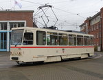 Tatra T6A2(704)der Rostocker Nahverkehrsfreunde zeigte sich am Mittag des 28.10.2016 auf dem Gelnde der Rostocker Straenbahn AG.