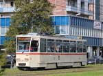 T6A2(704)als Sonderfahrt von Rostock Neuer Friedhof nach Rostock Hbf(tief)kurz vor der Haltestelle Rostock-Goetheplatz.12.09.2021