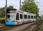 6N-2 Wagen 606 als Linie 1 von Rostock-Mecklenburger Allee nach Rostock-Hafenallee am 03.09.2023 in Rostock-Marienehe