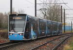 6N2 Wagen 602 mit der Stadtwerke Rostock Werbung am 08.12.2024 in Rostock-Marienehe.