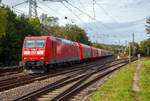   Die 185 010-6 (91 80 6185 010-6 D-DB) der DB Cargo AG kommt am 02.10.2020, mit einem Coilzug, aus Richtung Hagen in Kreuztal an.
