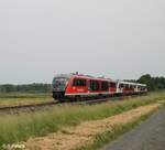 642 228 überführt die beiden Cityjets der ÖBB 642 083 und 642 084 nach Chemnitz, hier bei Oberteich.