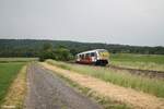 642 228 überführt die beiden Cityjets der ÖBB 642 083 und 642 084 nach Chemnitz, hier bei Oberteich. 20.06.21