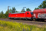 Die 187 141 (91 80 6187 141-7 D-DB) der DB Cargo AG fhrt am 28 Juni 2024, mit einem gemischten Gterzug durch Rudersdorf (Kreis Siegen) in Richtung Siegen bzw.