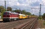 232 550-4 DGT - Deutsche Gleis- und Tiefbau GmbH mit einem Bauzug in Niederndodeleben und fuhr in Richtung Helmstedt weiter. 28.09.2012