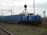 EGP V60.06 rangierte,am 27.November 2021,den Chinacontainerzug in Mukran.