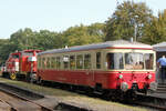 EVB Triebwagen bei der Fahrzeugausstellung im Deinster Bahnhof.