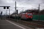 185 630-1 der HGK - Hfen und Gterverkehr Kln AG [HGK 2065] mit einem Diesel Kesselzug in Rathenow Richtung Wustermark unterwegs.