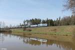 223 152 Integro und PRESS 140 030 mit einem Kesselzug von Weiden nach Hof bei Oberteich.