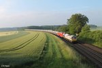 MEG 077 012 und 801 mit dem Leerzementzug Regensburg Hafen - Rüdersdorf bei Berlin bei Oberteich.