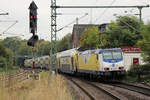 ME 146-10 verlt den Buchholzer Bahnhof in Richtung Hamburg.