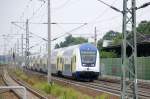 Hier der erste metronom Sonderzug nach Berlin 2010 bei durchfahrt in Rathenow.