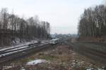 Der Oberpfalzbahn  Agilis  VT650 703 auf dem Weg nach Hof als OPB 20874 beim verlassen von Marktredwitz.