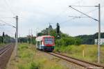 VT 650-08 (650 569-6) der Prignitzer Eisenbahn GmbH als PE73 (PEG79655) von Pritzwalk nach Neustadt(Dosse) bei der Einfahrt in den Bahnhof Neustadt(Dosse).