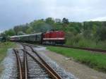 Wieder 112 565-7 und 118 770-7 am 12.Mai 2013,diesmal mit dem PRE 81270 Lauterbach Mole-Bergen/Rgen bei der Ausfahrt aus Putbus.