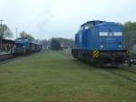 RBB-Diesellok 251 901 und PRESS 204 033 treffen sich am 15.Mrz 2010 in Putbus.