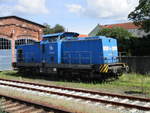 PRESS 293 021 stand,am 03.August 2020,am Lokschuppen in Bergen/Rügen.