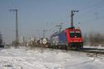 482 045-2 mit ein Containerzug bei Regensburg Ost.