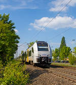   Zwei gekuppelte Siemens Desiro ML II (BR 460) der trans regio (MittelrheinBahn) haben am 30.04.2019, als MRB 26 MittelrheinBahn (Köln Messe/Deutz - Koblenz), den Bf.