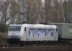 185 540-2 mit DGS 43146(Verona-Rostock)bei der Einfahrt im Rostocker Seehafen.14.11.2020