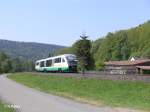 VT21  Stadt Weiden  zieht bei Kauernburg als Shuttelzug vorbei.