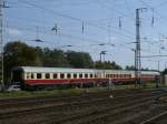 Drei abgestellte Wagen vom TEE Rheingold,am 24.September 2011,in der Abstellanlage in Stralsund.Die restlichen Wagen stehen gegenwrtig in der Nhe vom ehmaligen Bw.