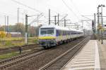 Eine Mitteldeutsche Regiobahn Reisezug Garnitur die ab dem 13.12.2015 auf dem RE6 (Leipzig Hbf-Chemnitz Hbf) zum Einsatz kommen soll in Wittenberge am 24.10.2015.