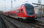 Steuerwagen DBpbzfa  stand am 10.02.2025 im Rostocker Hbf.