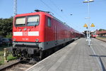 112 165 mit RE 18491(Warnemünde-Berlin)abgestellt in Warnemünde am Mittag des 27.08.2016