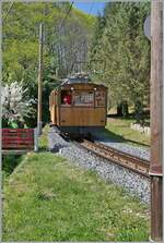 Die 1914 erbaute He 2/2 der Chemin de fer de la Rhune erreicht mit ihrem Zug von der Gipfelstation La Rhune (905 müM) kommend, in Kürze den Zielbahnhof Col de Saint-Ignace auf 198 müM.