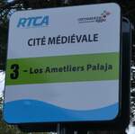 (267'353) - RTCA-Haltestellenschild - Carcassonne, Cit Mdivale - am 20.