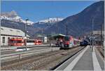 Blick auf den Bahnhof von St-Gervais Les Bains Le Fayet mit verschiedenen, z.T.