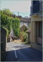 Ein Blick auf die Strecke Evian - St-Gingolph an der Grenze zur Schweiz in St-Gingolph (France).