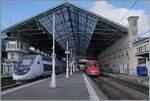 SNCF TGV Duplex Rame 263 und FS Trenitalia ETR 400 031 sind von Paris Gare de Lyon in Lyon Perrache angekommen und werden später nach Paris zurückfahren.