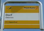 (160'937) - PostAuto-Haltestellenschild - Obernau, Dorf - am 24.