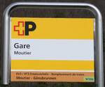 (285'242) - +P-Haltestellenschild - Moutier, Gare - am 6.