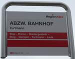 (159'579) - RegionAlps/SBB CFF FFS/TMR-Haltestellenschild - Turtmann, Abzw.