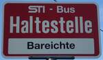 (136'788) - STI-Haltestellenschild - Aeschlen, Bareichte - am 21. November 2011