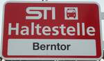(130'300) - STI-Haltestellenschild - Thun, Berntor - am 10.