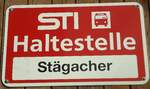 (136'764) - STI-Haltestellenschild - Goldiwil, St�gacher - am 20.