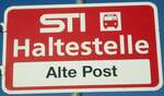 (136'836) - STI-Haltestellenschild - Pohlern, Alte Post - am 22.