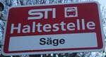 (136'843) - STI-Haltestellenschild - Niederstocken, S�ge - am 22.
