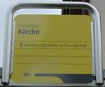 (163'477) - STI-Haltestellenschild - Amsoldingen, Kirche - am 15.