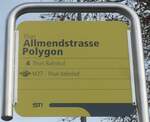 (223'018) - STI-Haltestellenschild - Thun, Allmendstrasse Polygon - am 14.