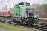 650 114-8 beim Rangieren am 13.03.2020 im Rostocker Hbf.