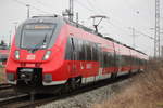 442 848 als S2(Güstrow-Warnemünde)bei der Einfahrt im Rostocker Hbf.17.02.2019