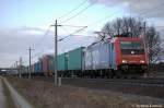 482 041-1 SBB Cargo die fr TX Logistik fhrt mit Containerzug zwischen Growudicke und Rathenow in Richtung Stendal unterwegs.