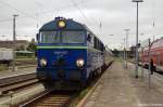 SU46-037 der PKP-Cargo mit dem EC 248 von Krakow Glowny nach Lneburg in Cottbus.