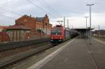 482 044-5 SBB Cargo mit einem Kesselzug  Benzin oder Ottokraftstoffe , bei der Durchfahrt in Rathenow und fuhr in Richtung Stendal weiter. 09.01.2014 